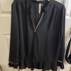 Fancy Black rhinestone blouse